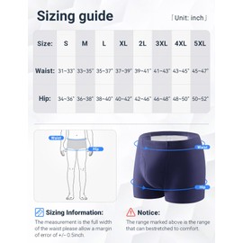Incontinence Underwear for Men 2PCS Washable Mens Incontinence Cotton Boxer Briefs with Front & Rear Absorbent Area Heavy Absorbency Overnight Leak Proof Underwear for Men (BU,L)