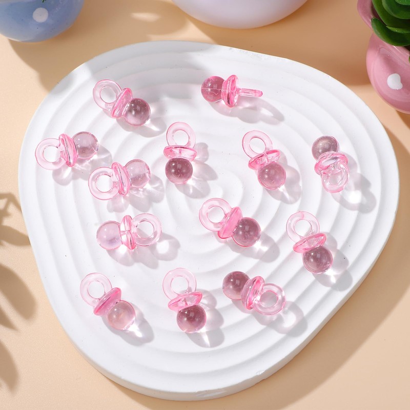 SHOWERORO 100 Pcs Acrylic Pacifier Beads Pacifier Shower Party Mini