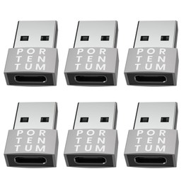 PORTENTUM USB c to USB Adaptor 6 units - 480 MB Speed - Premium Zinc Allow with High Heat Resistance - USB to USB C adapter WITH Only 4 grams - Silver