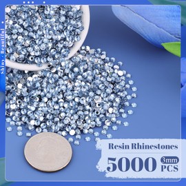 BELLEBOOST 5000PCS 3mm Resin Rhinestones in Bulk (Light Blue), Bedazzling Flatback Crystals Rhinestones for Crafting DIY Nail Decoration, Gems Diomand Charms for Tumbler Shoes Clothing Fabric