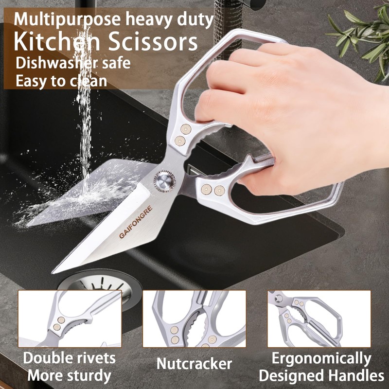 GAIFONGRE Heavy Duty Kitchen Scissors, Sharp Multifunctional Shears for Food
