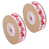 2pcs Red Ribbon 1.5cm/0.6in Wide Heart Pattern Packaging Ribbons DIY