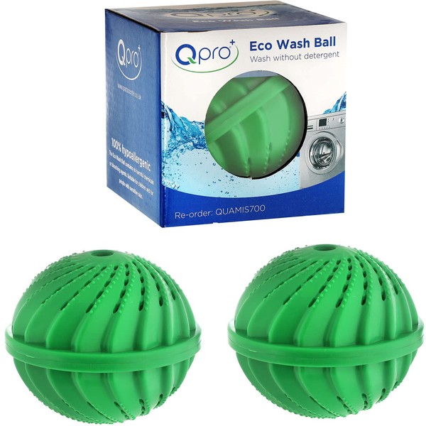 Qualtex Eco Friendly 1000 Wash Washing Machine Laundry Balls Softens and Cleans Clothes (2PK)