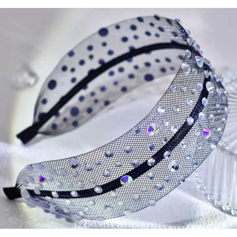 J's select Women's Party Dance Headband, Hair Accessory, Black, Rhinestone