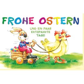 Skorpion Easter Card Rabbit Sitting on Egg Carriage with Envelope