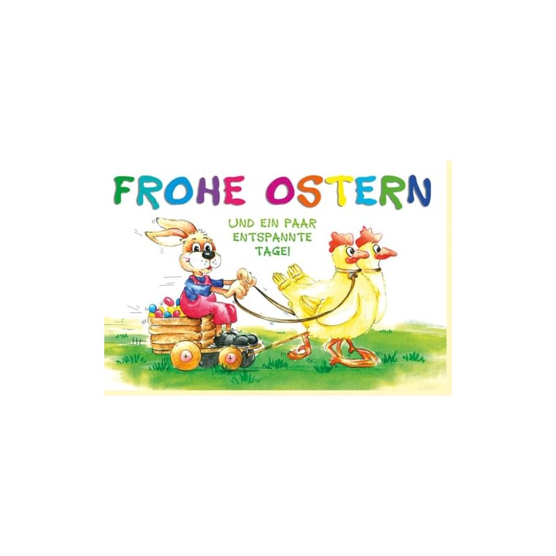 Skorpion Easter Card Rabbit Sitting on Egg Carriage with Envelope