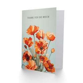 Artery8 Thank You Greeting Card Poppies Bouquet Poppy Flowers For Her