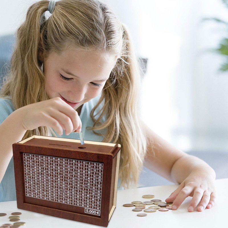 Wooden Money Box, Money Box with Target, Reusable Money Box
