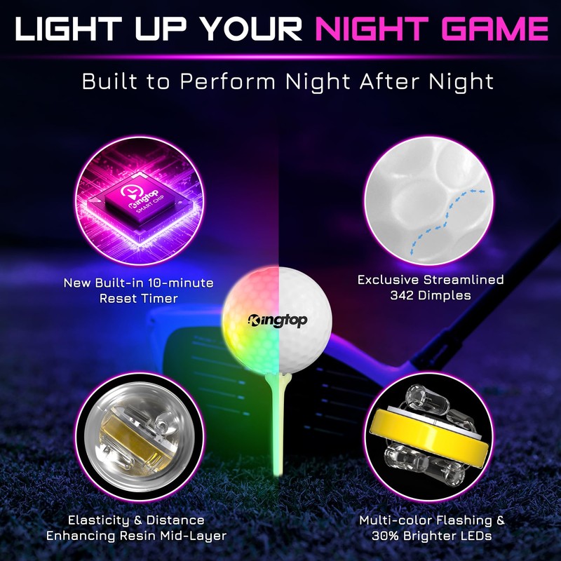 KINGTOP Upgraded Glow in The Dark Golf Balls - Super
