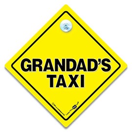 Grandad's Taxi Sign Pink Taxi, Grandad's Taxi Car Sign, Grandad's Taxi Sign, Pink London Black Taxi Cab Sign, Black Cab Taxi Sign For Grandads, Elderly Driver Sign 14cm x 14cm