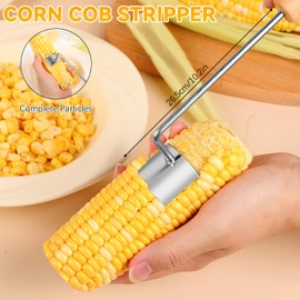 Corn Cob Stripper, 2025 Long Handle Stainless Steel Corn Stripping Tool,Corn on the Cob Remover, Fast and Safe Corn Peeler for Home Kitchens, Restaurant Chefs