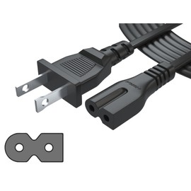 Pwr 12 Ft 18AWG NEMA 1-15P to IEC C-7 Polarized 2-Prong Figure-8 Power Cord