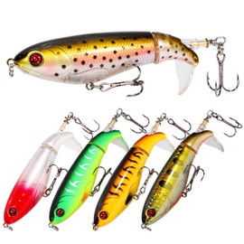 PROBITE Finless Twin Prop Bass Lure - Topwater Splash Action Bait for Long-Distance Casting, Rustproof Treble Hooks, Realistic 3D Eyes - Perfect for Daytime River & Lake Fishing in Freshwater