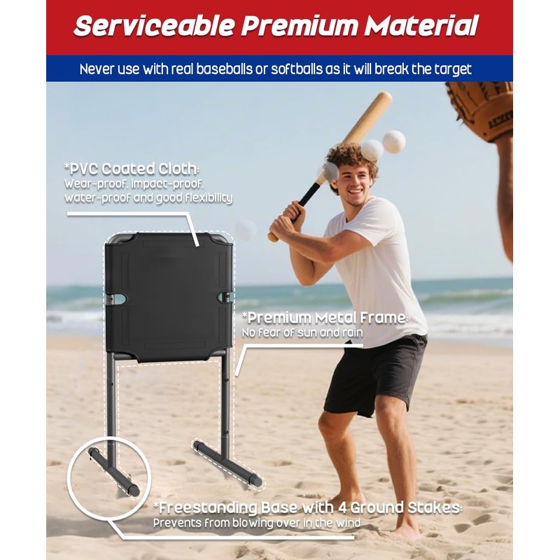 Garbuildman Baseball Strike Zone Target for Plastic Balls, Portable Metal