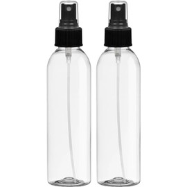 BRIGHTFROM Fine Mist Spray Bottles 6 OZ, Cylinder BPA Free Refillable Containers, Clear, Empty for Essential Oils, Spray, Water - 2 PACK (Black)