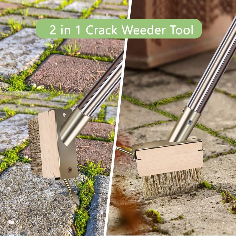 mcwdoit Crack Weeder Tool, Crevice Weeding Moss Brush with 2