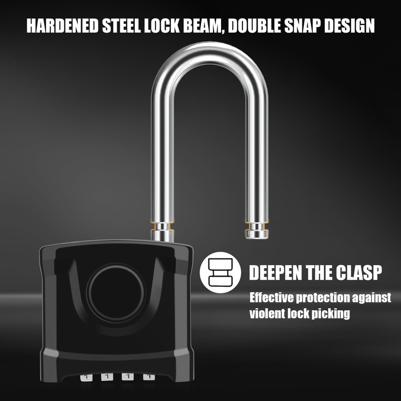 Long Shackle Heavy Duty Outdoor Padlock, One-Key Unlocking, Diyife 4