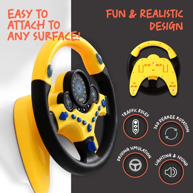 BETTERLINE Toy Wheel for Kids Driving Simulation with Lights and