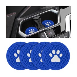 Osilly Car Cup Holder Coaster, 4 Pack PVC Paw Print Anti Slip Insert Coasters, 2.75 Inch Universal Cute Dog Paw Auto Drink Mat, Car Interior Accessories Decor for SUV, Truck, RV and More (Blue)