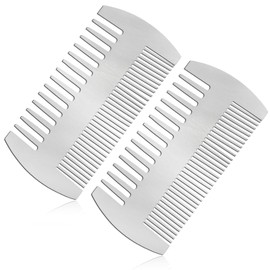 Aeaocvo Pack of 2 Metal Comb and Beard Comb, 10 cm Stainless Steel Beard Comb, Portable Double-Sided Comb for Men, Women