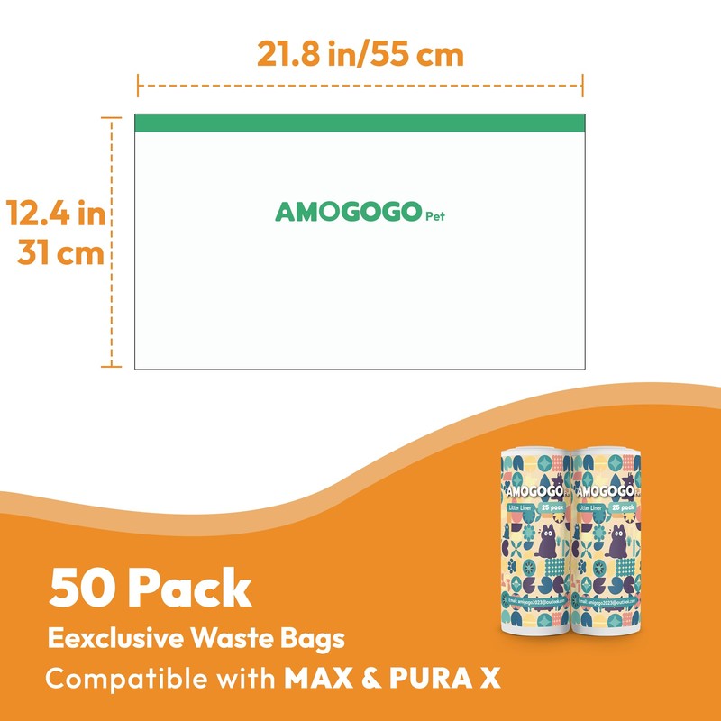 AMOGOGOPET Self Cleaning Cat Litter Box Waste Bags Compatible with