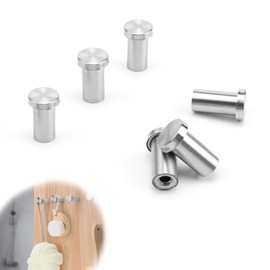 0XBIT Coat Hooks, Silver, Pack of 6 Coat Hooks, Stainless Steel, Towel Hooks for Drilling, Wall Hooks, Stainless Steel, with Mounting Accessories, Suitable for Kitchen and Bathroom