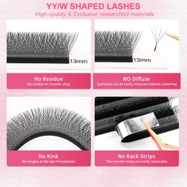 XIUSUZAKI YY Lash Extensions Supplies Y Eyelash Extensions 0.07mm Thickness D Curl 14mm Premade Fans 4D Russian Volume Matte Black 12 Rows Crisscross Eye Lashes(YY-0.07-D,14mm)
