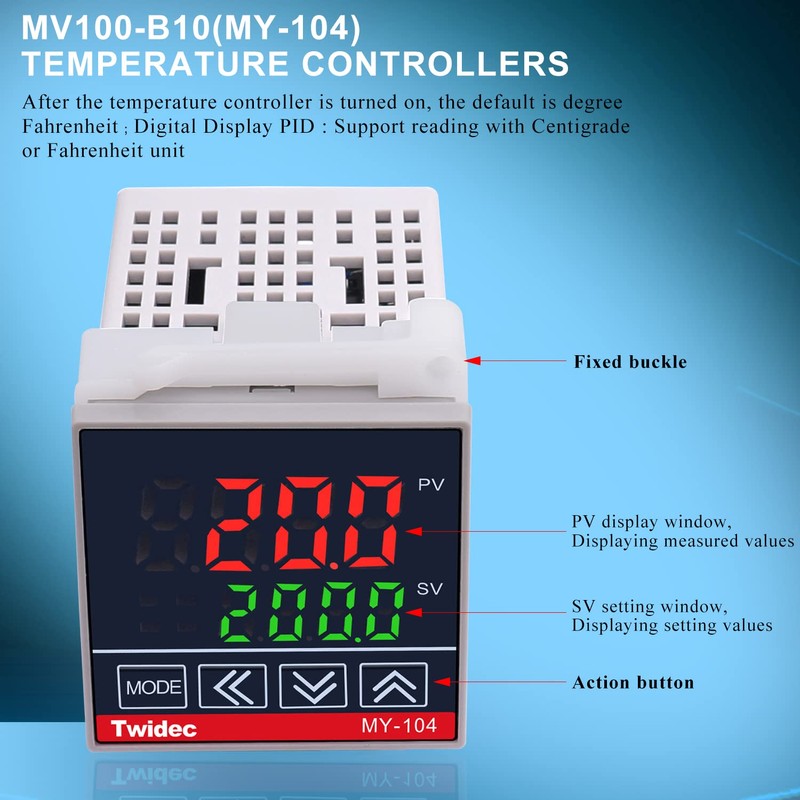 Twidec/MV100-B10 Digital Display PID Temperature Controllers Thermostat Regulator AC 85V
