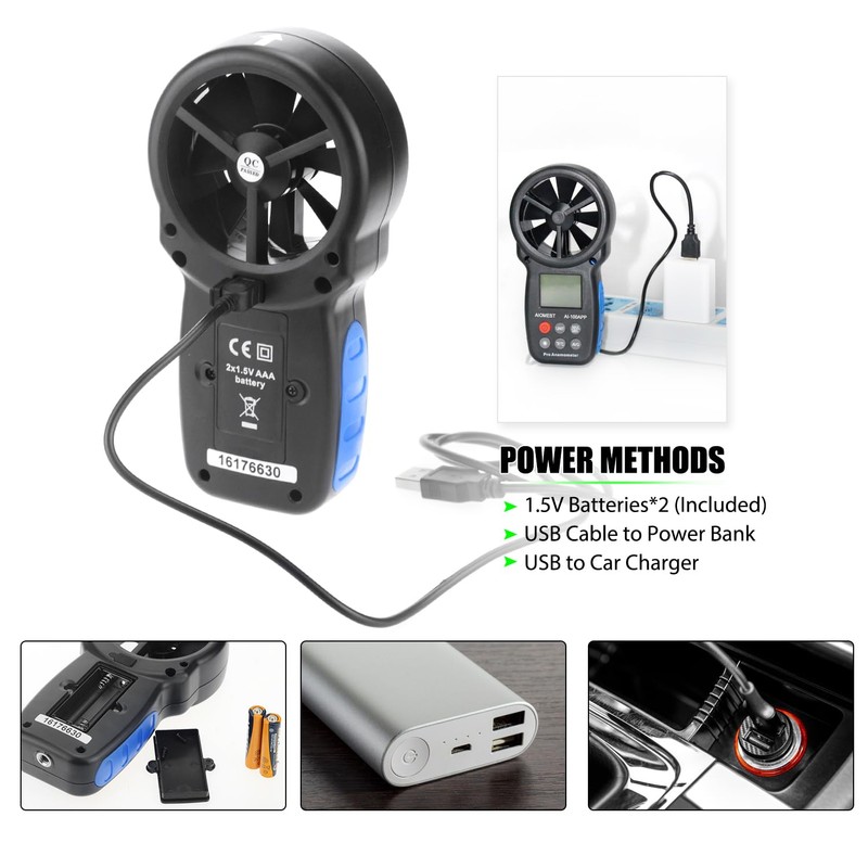 AIOMEST Digital Anemometer AI-100APP Wind Speed Measuring Device Android/iPhone Compatible