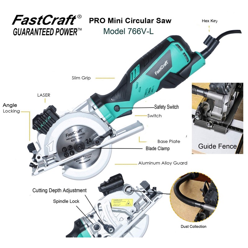 FastCraft Compact Circular Saw + 8pc 4.5" Mini Blades GUARANTEED