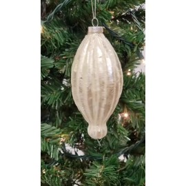 Wizardi Gold Elongated Teardrop Glass Christmas Ornament F07M7-5-LH76-2