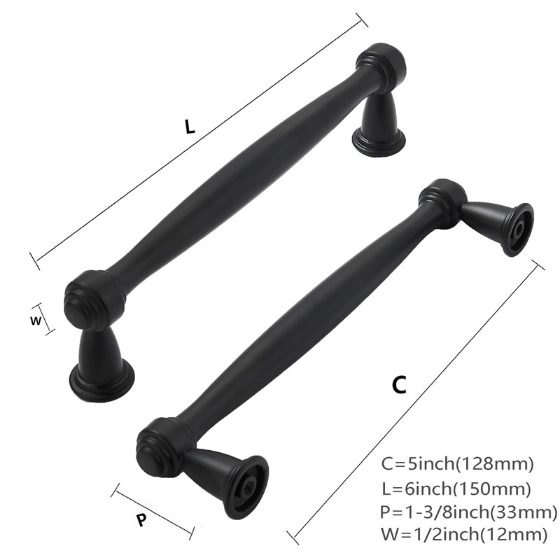 khtumeware 10 Pack 5 Inch(128mm) Matte Black Cabinet Pulls, Black