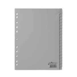 Durable 644310 A4 Portrait Polypropylene A-Z Index File with Sealed Tabs and 20 Insert Labels - Grey