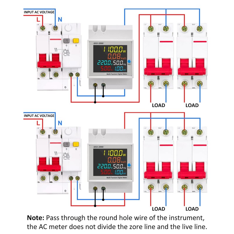 diymore Electricity Meter DIN Rail 1 Phase AC 40-300V 100A