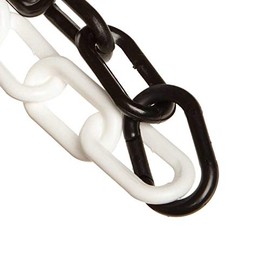 Mr. Chain Plastic Barrier Chain, Alternating Black/White, 1.5-Inch Link Diameter, 100-Foot Length (30020-100)
