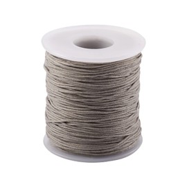 PandaHall 100 Yards/Roll Braided Cotton Cord 1mm Waxed Cotton Cord String for DIY Jewelry Making (Light Grey)
