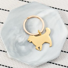 YIQPKUM Golden Retriever Pet Stainless Steel Animal Keychain Gifts for Wallet Car Keys, Gold-plated, M