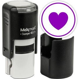 MaxMark - Sello Emoji redondo personalizado con tinta de corazón, color morado