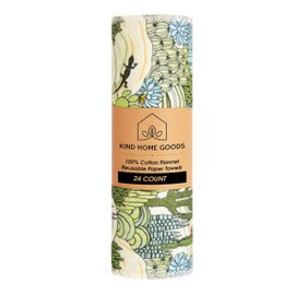 Reusable Paper Towels (12"x10”) - Soft Absorbent 100% Cloth Paper Towels-Washable Paper Towels Rolls w/Cardboard Roll-Reusable Napkins Washable-Reusable Dish Cloths (Cactus - 24 piece, 12x10inch)