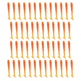 50Pcs Orange Soft Plastic Lures T-Tail Grub Worm Baits Fish Tackle Accessories Ideal for Trapping Bass Trout Salmon