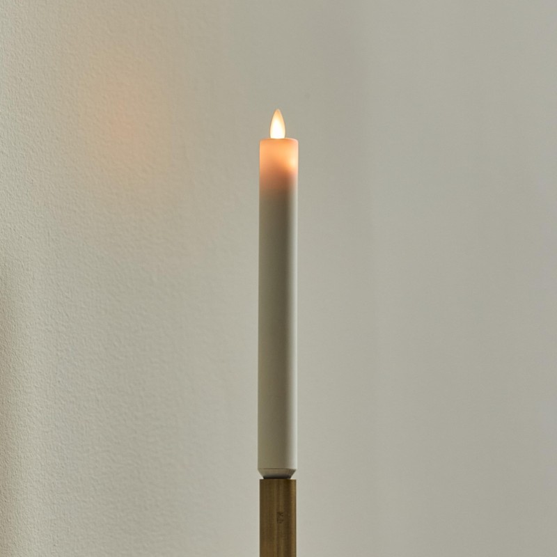 Luminara Pearl Ivory Flameless Candle Tall E12 Taper Bulb Flat