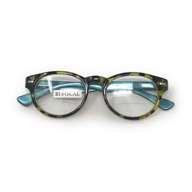 MyUV Bifocal Reading Glasses Women Spring Hinge Cateye Designer Clear Lenses Readers (Blue-Yellow, 1.75)
