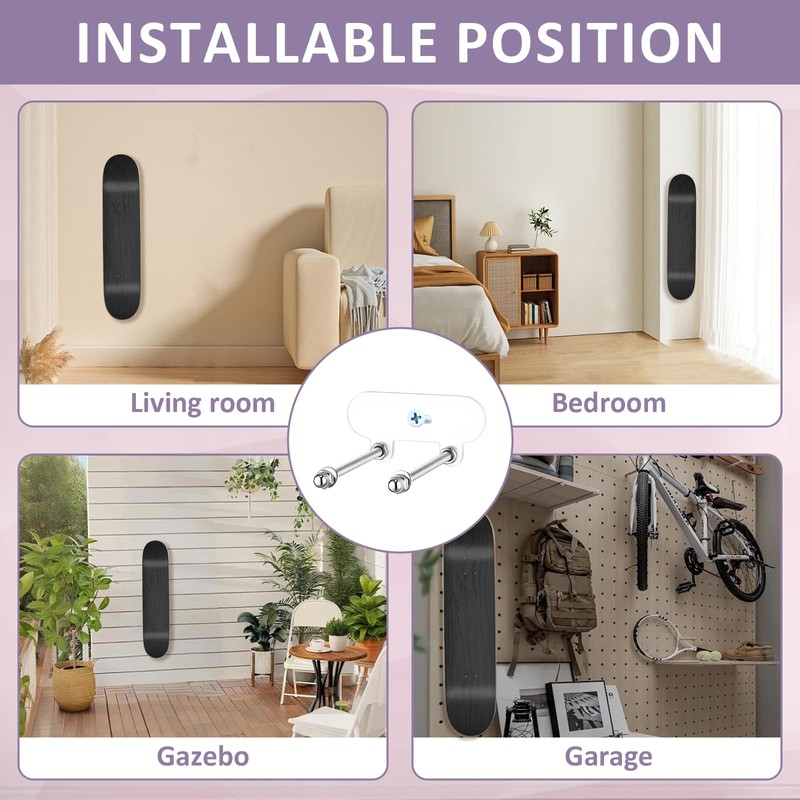 Skateboard Wall Mount, Skateboard Accessories Metal with Mounting Accessories, Skateboard