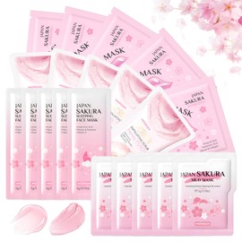 Sakura Skin Care Set for Teenage Girls, Lovely Travel Skincare Set for Women, 20-In-1 Spa Party & Sleepover Skincare Kit with Sleeping Face Mask, Mud Mask, Lip Mask & Exfoliating Scrub, Five of Each