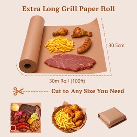 comeder Pink Butcher Paper Roll for Smoking Meat, 30cm x 100ft Unbleached, Food-Grade BBQ Wrapping Paper, Ideal for Brisket, Ribs & Meat Smoking, Non-Stick, Breathable & Keeps Meat Juicy