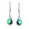 Abalone Shell Iridescent Inlay Dangle Teardrop Rain Drop Dangle Earrings