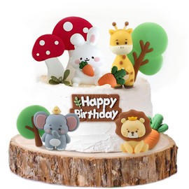 Ercadio 12 PCS Jungle Animals Series Resin Ornaments Cupcake Toppers Picks Elephant Lion Monkey Giraffe Rabbit Tree Decor for Jungle Theme Animal Party Baby Kids Birthday Decor Supplies