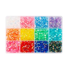 Cosyhav 12 Colours 3mm Rhinestones,Flat Back Resin AB Jelly Rhinestones for Clothes,Nails,Shoes,Craft,Bedazzling Kit for Craft