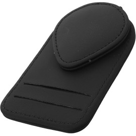 SHOWERORO Porta Gafas y Clip para Tarjetas en Material PU Negro, Soporte para Visera de vehículo con diseño práctico para Uso en automóvil