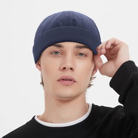 LXOrdora Brimless Hats Quick Drying Docker Caps Beanie Unisex Navy